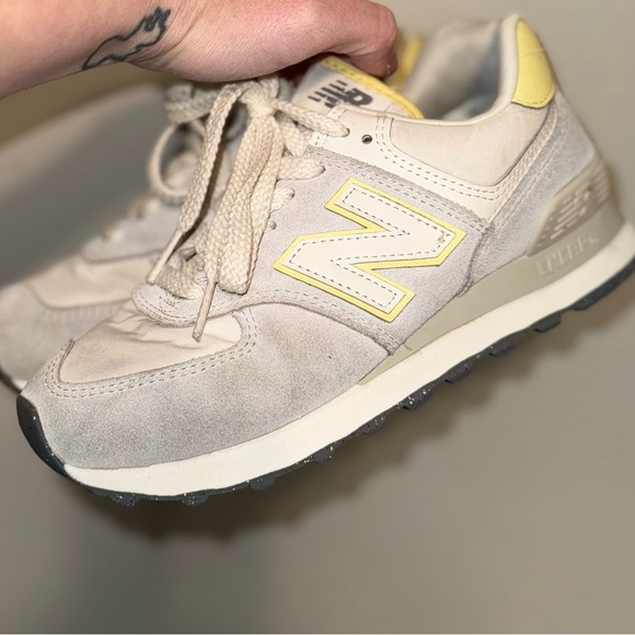 New Balance Shoes - New Balance Cream and Yellow Athletic Shoes
